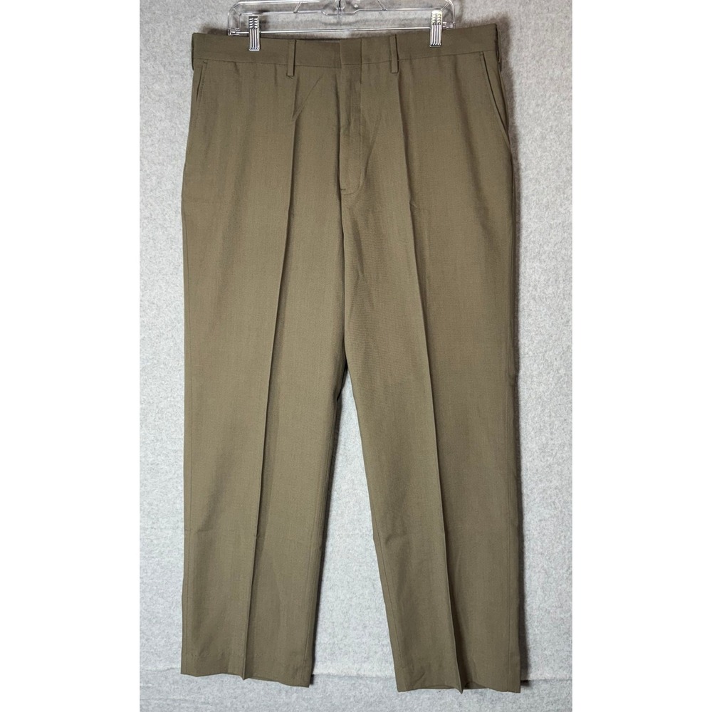 Roundtree & Yorke Wool Dress Pants Pleated Front‎ Khaki Beige Mens 38x30